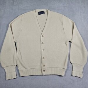 VINTAGE Arnold Palmer Robert Bruce Sweater Mens S Beige Cardigan Grandpacore USA